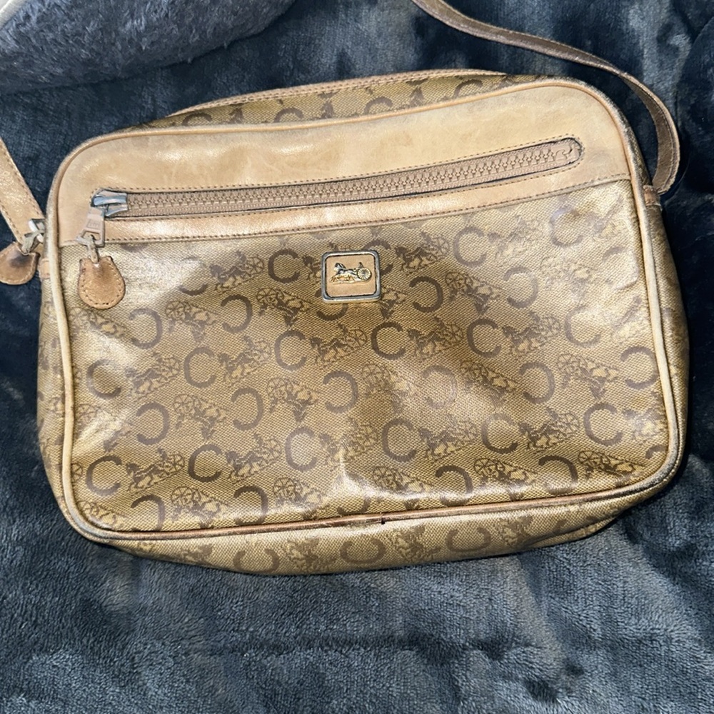 Celine coated canvas vintage tan and brown crossbody damaged strap - Picture 2 of 13